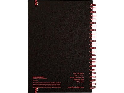 Black N' Red Professional Notebooks, 5.875" x 8.25", Wide Ruled, 70 Sheets, Black (JDK-C67009)