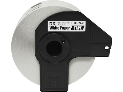 Brother DK-2243 Extra Wide Width Continuous Paper Labels, 4 x 100, Black on White (DK-2243)