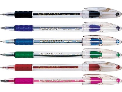 Pentel R.S.V.P. Ballpoint Pens, Medium Point, Assorted Color Ink, Dozen (BK91PC12M)