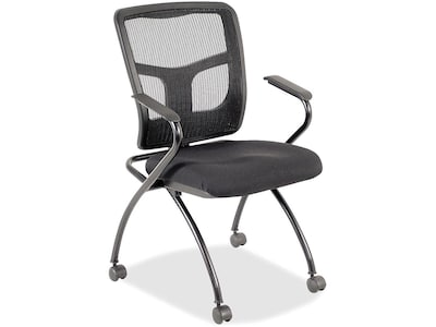 Lorell Mesh Back Fabric Reception Chair, Black, 2/Pack (LLR84374)