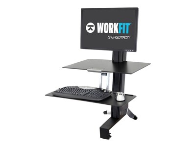 Ergotron WorkFit-S Single HD Workstation with Worksurface Adjustable Converter, Aluminum/Plastic/Ste