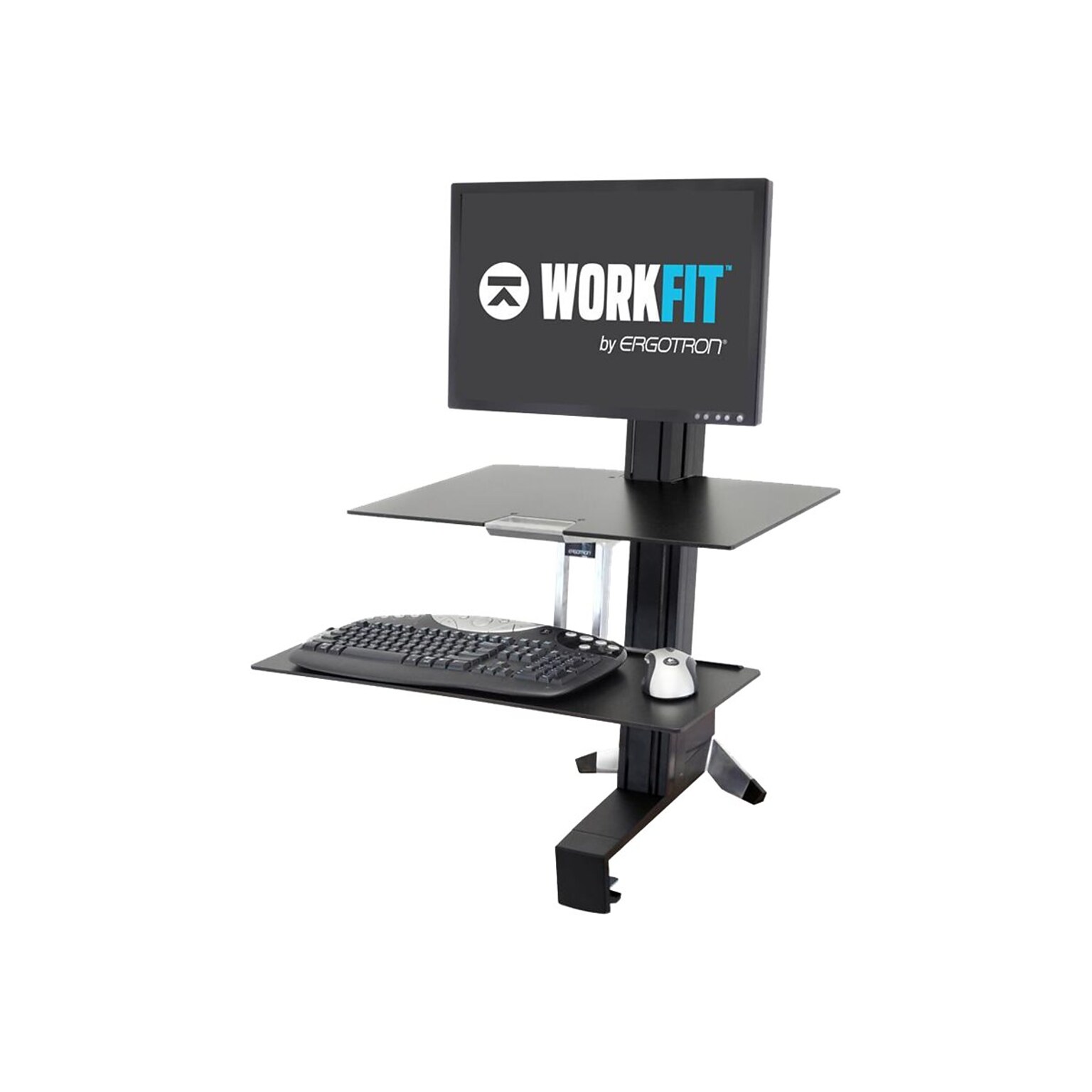 Ergotron WorkFit-S Single HD Workstation with Worksurface Adjustable Converter, Aluminum/Plastic/Steel (33-351-200)