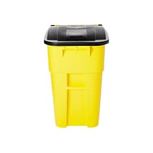 Rubbermaid BRUTE Rollout Plastic Outdoor Trash Can, 50 Gallon, Yellow (FG9W2700YEL)