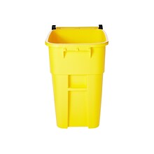 Rubbermaid BRUTE Rollout Plastic Outdoor Trash Can, 50 Gallon, Yellow (FG9W2700YEL)