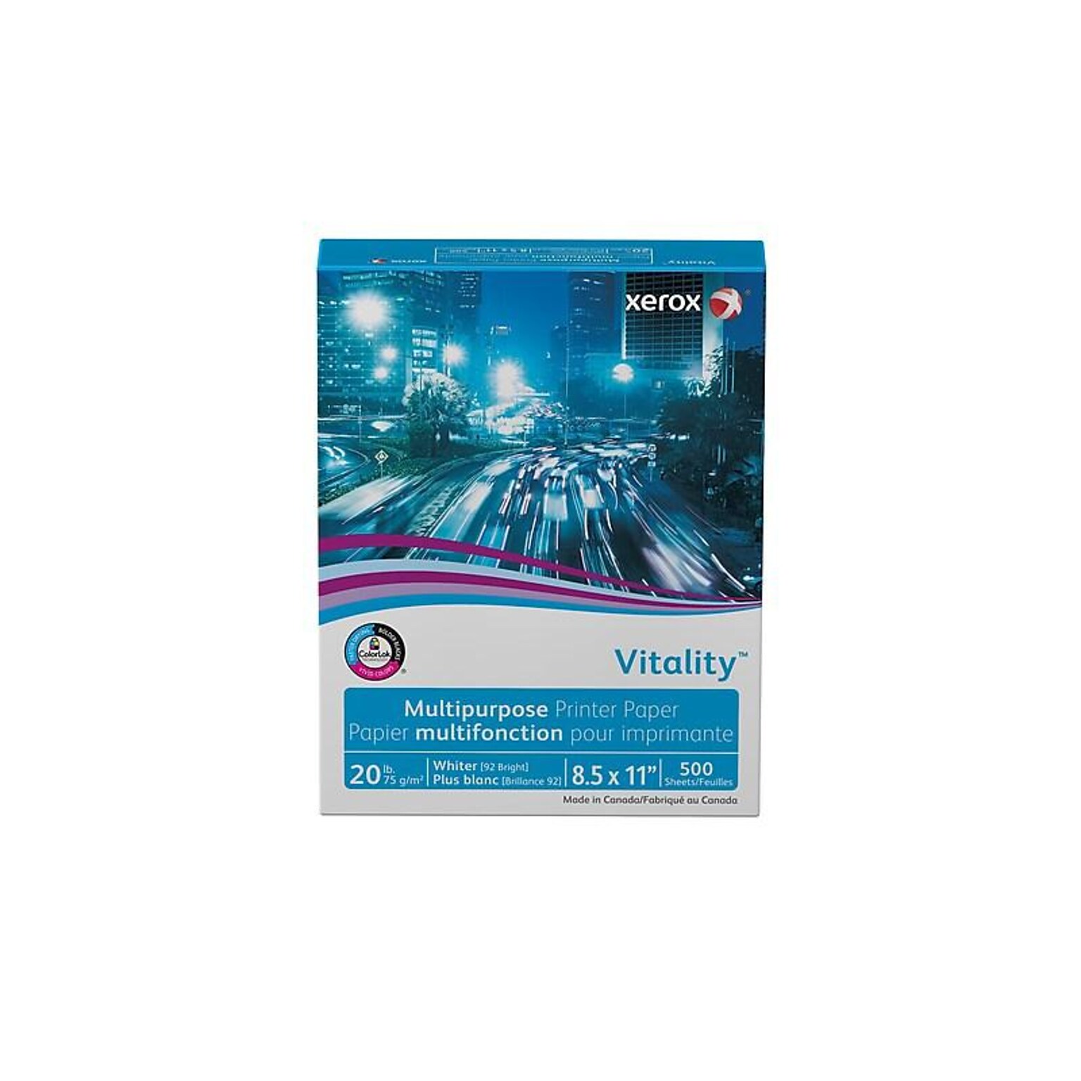 Xerox® Vitality® 8.5 x 11 Multipurpose Paper, 20 lbs., 92 Brightness, 500/Ream (3R02047)