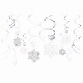 Amscan Snowflake Swirl Decorations, Silver/White, 12 Swirls/Set, 3 Sets/Pack (679497)