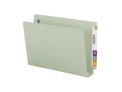 Smead End Tab Classification Folders with SafeSHIELD Fasteners, Legal Size, Gray/Green, 25/Box (3772