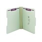 Smead Pressboard Classification Folders with SafeSHIELD Fasteners, 1/3-Cut Tab, Letter Size, Gray/Green, 25/Box (14934)