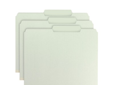 Smead Pressboard Classification Folders with SafeSHIELD Fasteners, 2/5-Cut Tab, Letter Size, Gray/Green, 25/Box (14982)