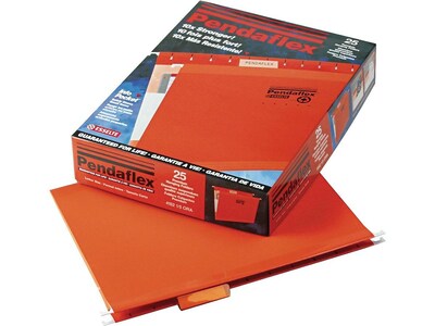 Pendaflex Reinforced Hanging File Folders, 1/5 Tab, Letter Size, Orange, 25/Box (PFX 4152 1/5 ORA)