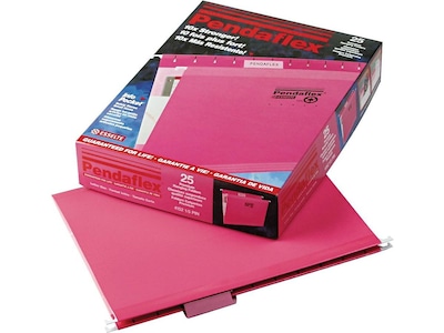 Pendaflex Reinforced Hanging File Folders, 1/5 Tab, Letter Size, Pink, 25/Box (PFX 4152 1/5 PIN)