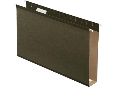 Pendaflex Reinforced Hanging File Folders, Extra Capacity, 5-Tab, Legal Size, 2" Expansion, Standard Green, 25/Box (PFX 04153x2)