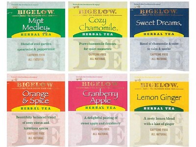 Bigelow Assorted Herbal Tea Bags, 28/Pack, 6 Packs/Carton (17578)