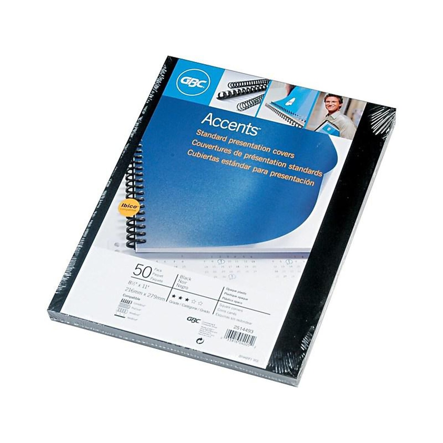 Swingline GBC Solids Standard Presentation Covers Presentation Covers, 8.5W x 11H (US letter), Black, 50 Pack (2514493)