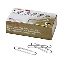 OfficeMate Super Premium Jumbo Paper Clips, Silver, 100 Clips/Box, 10 Boxes/Pack (99907)