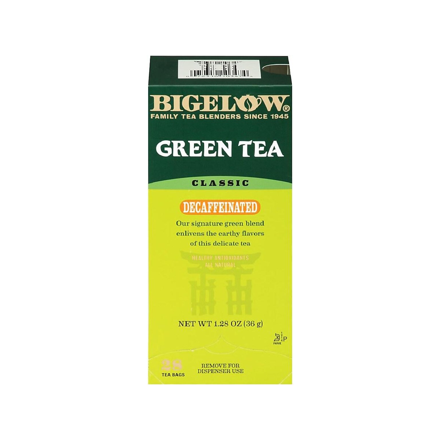 Bigelow Decaffeinated Classic Green Tea Bags, 28/Box (RCB10347)