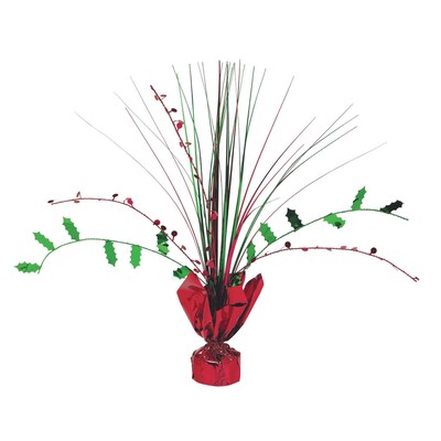Amscan Christmas 12 Centerpiece, Green Holly/Red Berries, 7/Pack (110046)