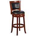 30 High Light Cherry Wood Barstool with Black Leather Swivel Seat [TA-355530-LC-GG]