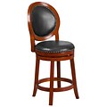 26 High Light Cherry Counter Height Wood Barstool with Walnut Leather Swivel Seat [TA-550126-LC-GG]
