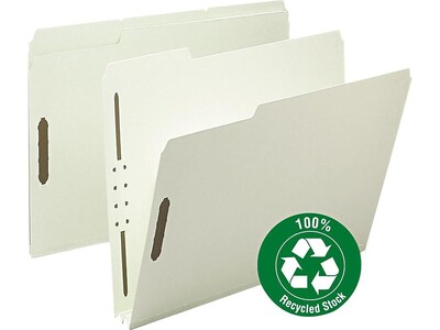 Smead 100% Recycled Pressboard Classification Folders, Letter Size, Green/Gray, 25/Box (15004)