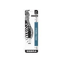 Zebra Steel F-Refill Ballpoint Pen Refill, Fine Point, Black Ink, 2 Pack (85512)