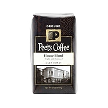 Peets Coffee House Blend Ground Coffee, Dark Roast, 10.5 oz. (PCE835261)