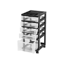 Iris® Rolling Cart with Plastic Organizer Top, 5-Drawer