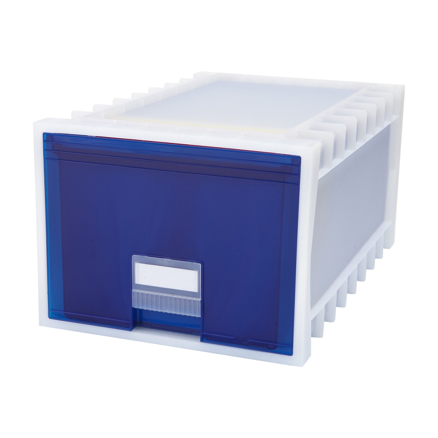 Storex Stackable Storage Drawer, Blue/White (61104U01C)