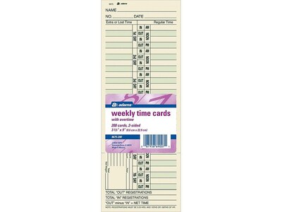 Adams Time Cards, 200/Pack (ABF 9675-200)
