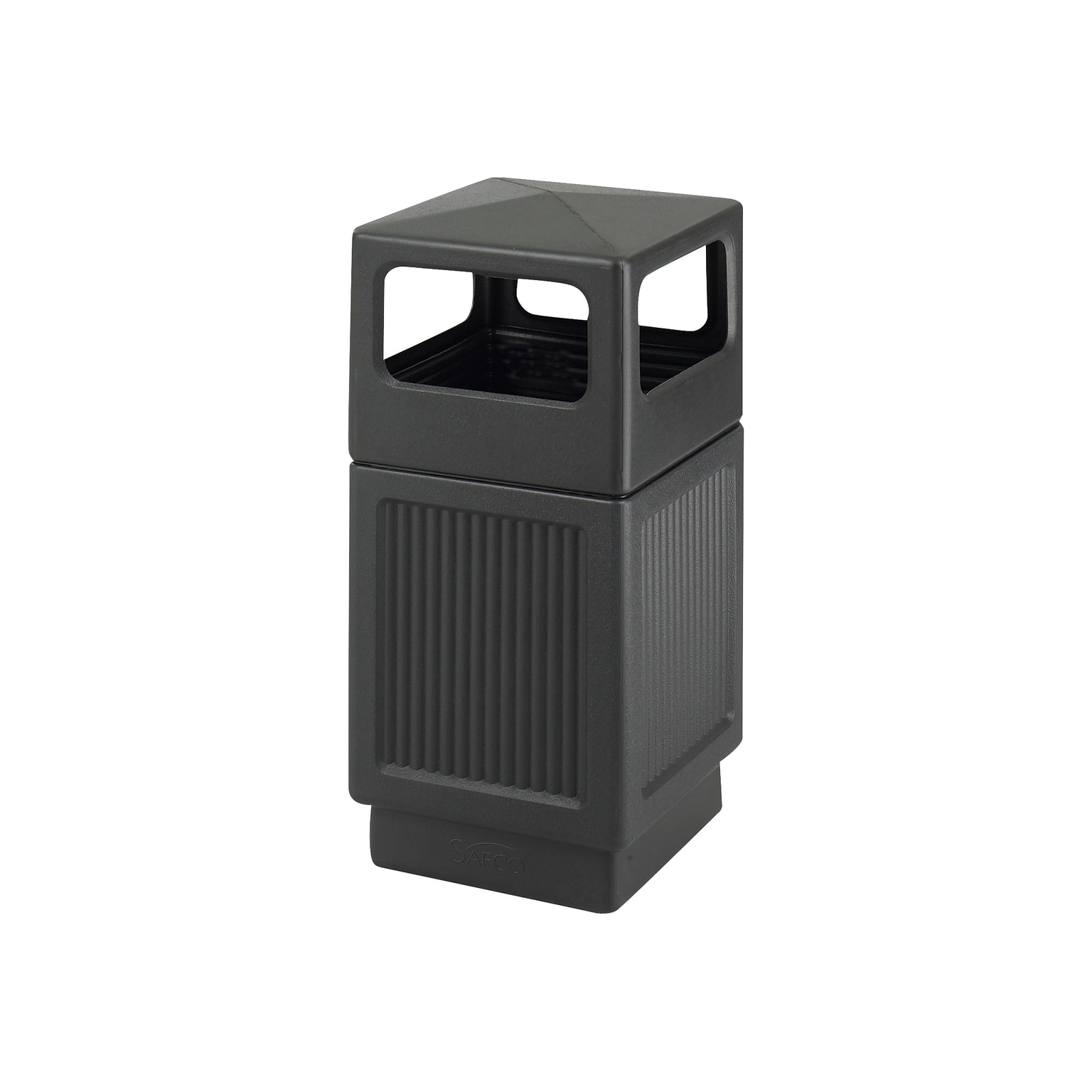 Safco Canmeleon Indoor/Outdoor Trash Cans w/Lid, Black High-Density Polyethylene/HDPE, 38 Gal. (9476BL)