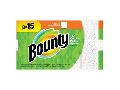 Bounty Kitchen Rolls Paper Towel, 2-Ply, 45 Sheets/Roll, 12 Rolls/Pack (74697/95032)