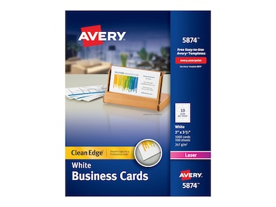 Avery Clean Edge Business Cards, 2 x 3 1/2, Matte White, 1000 Per Pack (5874)