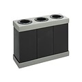 Safco At-Your-Disposal Corrugated Plastic Three Bin Trash and Recycling Bins, Black, 28 Gal. (9798BL)