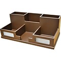 Victor Technology 6 Compartment Wood Compartment Storage with Smart Phone Holder, Mocha Brown (B9525