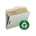 Smead 100% Recycled Paperboard Classification Folders, Letter Size, 2 Dividers, Gray/Green, 10/Box (