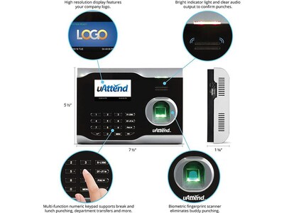 uAttend Fingerprint Time Clock System, Black (BN6500SC)