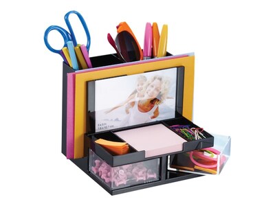 OfficeMate VersaPlus Photo 9 Compartment Plastic Compartment Storage, Black (23112)