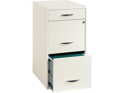 Space Solutions 3-Drawer File Cabinet with Pencil Drawer Letter-Width, Pearl White, 18 Deep (19157)