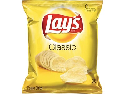 Lay's Original Potato Chips, 1.5 oz. Bags, 64 Bags/Carton (FRI44359)