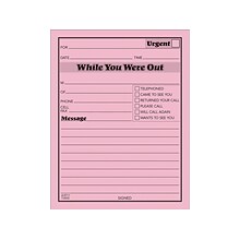 Adams While You Were Out Message Pads, 4.25 x 5.5, Pink, 50 Sheets/Pad, 24 Pads/Pack (9711)