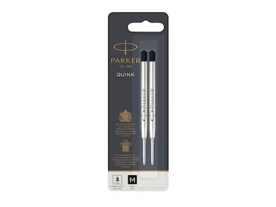 Parker Quink Gel-Ink Pen Refill, Medium Tip, Black Ink, 2/Pack (1950362)