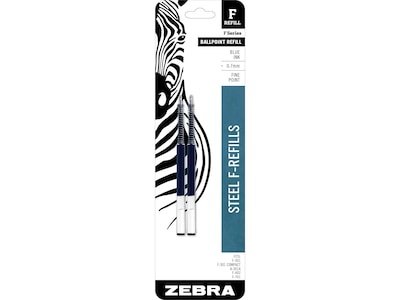 Zebra Steel F-Refill Ballpoint Pen Refill, Fine Point, Blue Ink, 2 Pack (85522)
