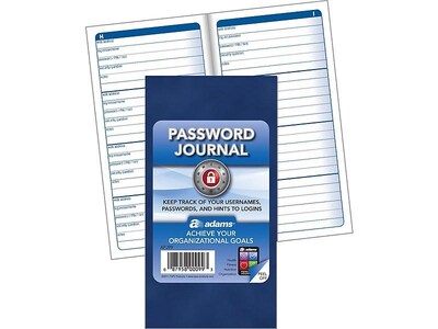 Adams Password Journal, 3.25 x 6.25, 48 Pages, Navy (APJ99)