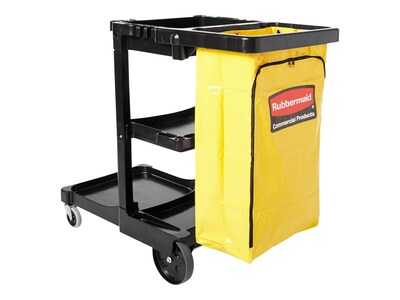 Rubbermaid Janitorial 3-Shelf Cleaning Cart with Bag (FG617388BLA)