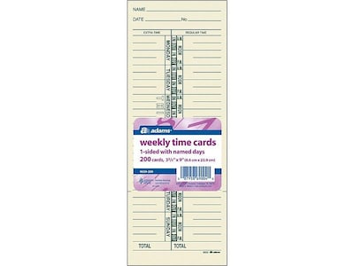 Adams Time Cards, 200/Pack (ABF 9659-200)