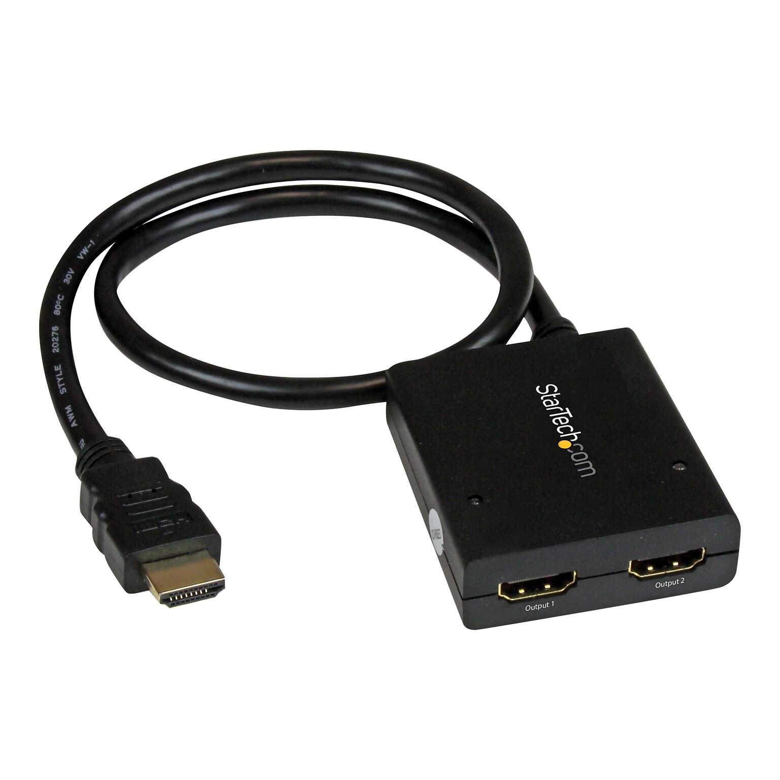 StarTech HDMI to 2 HDMI Video Splitter, Male to Female (ST122HD4KU)