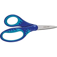 Fiskars Softgrip 5 Stainless Steel Kids Scissors, Pointed Tip, Assorted Colors (194230-1001)