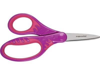 Fiskars Softgrip 5" Stainless Steel Kid's Scissors, Pointed Tip, Assorted Colors (194230-1001)