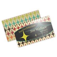 Custom Full Color Business Cards, 14 pt. Coated Stock with UV Coating on the Front, Flat Print, 2-Si