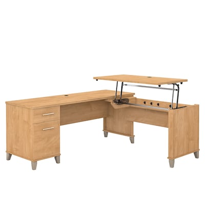 Bush Furniture Somerset 72W 3 Position Sit to Stand L Shaped Desk, Maple Cross (SET014MC)